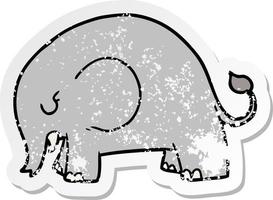 autocollant en détresse d'un éléphant de dessin animé mignon vecteur