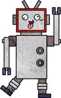 robot fou de dessin animé de texture grunge rétro vecteur