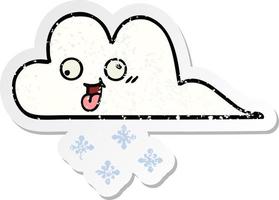 autocollant en détresse d'un joli nuage de neige de dessin animé vecteur