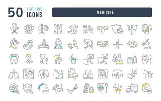 ensemble d'icônes linéaires de médecine vecteur