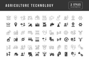 ensemble d'icônes simples de la technologie agricole vecteur