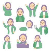 diverses activités des femmes musulmanes portant le hijab vecteur