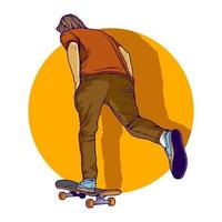 dessin au trait skateboard illustration vecteur