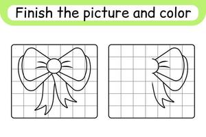 compléter l'arc de l'image. copier l'image et la couleur. terminer l'image. livre de coloriage. jeu d'exercices de dessin éducatif pour les enfants vecteur