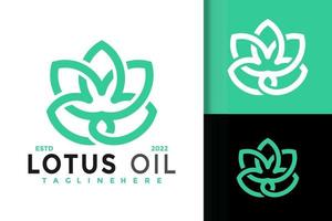 création de logo d'huile de lotus fleur, vecteur de logos d'identité de marque, logo moderne, modèle d'illustration vectorielle de dessins de logo