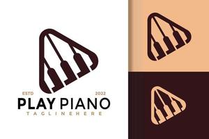 conception de logo multimédia de jeu de piano, image vectorielle de logos d'identité de marque, logo moderne, modèle d'illustration vectorielle de conceptions de logo vecteur