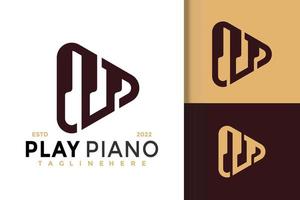 jouer au piano conception de logo multimédia, vecteur de logos d'identité de marque, logo moderne, modèle d'illustration vectorielle de conceptions de logo