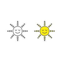 contour de doodle et icônes de soleil smiley heureux colorés isolés sur fond blanc. vecteur