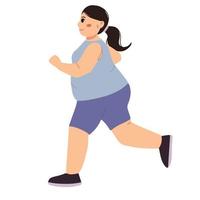 femme surdimensionnée faisant du jogging et de la course illustration vecteur