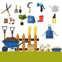 concept d'équipement de bannière d'outils de jardinage de jardinage vecteur