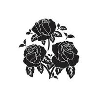 silhouette noir motif rose fleur épanouissement vecteur