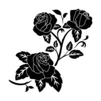 silhouette noir motif rose fleur épanouissement vecteur