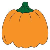 citrouille orange. symbole des vacances d'halloween. récolte d'automne. élément de conception. autocollant. isoler. vecteur