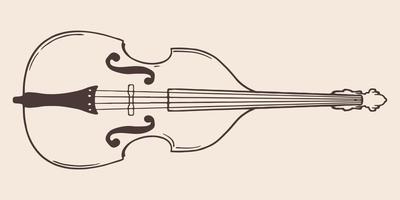 violoncelle vintage dessiné à la main dans un style gravé vintage vecteur