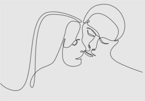 ligne continue d'hommes et de femmes s'embrassant illustration vectorielle vecteur