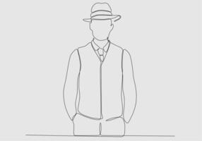 ligne continue d'illustration vectorielle chapeau homme vecteur