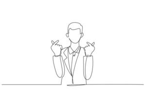 illustration d'un homme d'affaires asiatique montrant des coeurs de doigts coréens exprimant sa sympathie ou similaire. art de style une ligne vecteur
