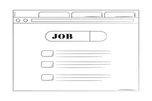 concept de site web pour demandeur d'emploi. moteur de recherche pour trouver un poste en entreprise. conception d'illustration vectorielle dessinée à la main vecteur