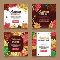 bannière de médias sociaux de vente d'automne avec des feuilles mortes vecteur