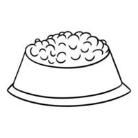 image monochrome, bol rond pour nourriture pour chien, nourriture pour chat, illustration vectorielle en style cartoon sur fond blanc vecteur