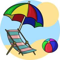 un ensemble d'images pour se détendre sur la plage, illustration vectorielle en style cartoon sur fond coloré vecteur