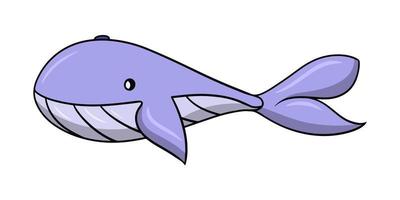 grosse baleine bleue, vie marine, illustration vectorielle en style cartoon sur fond blanc vecteur