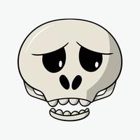 personnage triste, crâne de dessin animé mignon pour des vacances, illustration vectorielle en style cartoon sur fond blanc vecteur