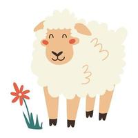 joli mouton souriant. illustration de dessin animé de vecteur. vecteur