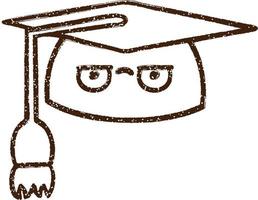 chapeau de graduation dessin au fusain vecteur