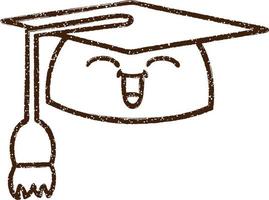 chapeau de graduation dessin au fusain vecteur