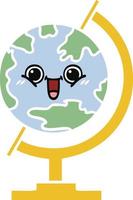 globe de dessin animé rétro couleur plat du monde vecteur