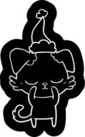 icône de dessin animé mignon d'un chien portant un bonnet de noel vecteur