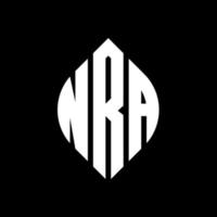 création de logo de lettre de cercle nra avec forme de cercle et d'ellipse. lettres ellipse nra avec style typographique. les trois initiales forment un logo circulaire. nra cercle emblème abstrait monogramme lettre marque vecteur. vecteur