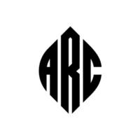 création de logo de lettre de cercle d'arc avec forme de cercle et d'ellipse. lettres d'ellipse d'arc avec style typographique. les trois initiales forment un logo circulaire. arc cercle emblème abstrait monogramme lettre marque vecteur. vecteur