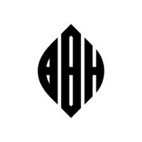 création de logo de lettre de cercle bbh avec forme de cercle et d'ellipse. lettres ellipse bbh avec style typographique. les trois initiales forment un logo circulaire. bbh cercle emblème abstrait monogramme lettre marque vecteur. vecteur