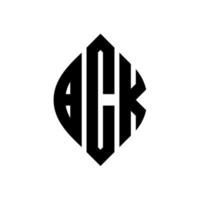 création de logo de lettre de cercle bck avec forme de cercle et d'ellipse. bck lettres ellipse avec style typographique. les trois initiales forment un logo circulaire. bck cercle emblème abstrait monogramme lettre marque vecteur. vecteur