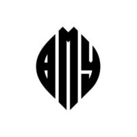 création de logo de lettre de cercle bmy avec forme de cercle et d'ellipse. lettres bmy ellipse avec style typographique. les trois initiales forment un logo circulaire. bmy cercle emblème abstrait monogramme lettre marque vecteur. vecteur