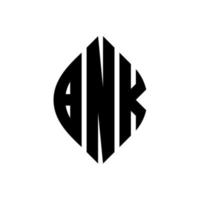 création de logo de lettre de cercle bnk avec forme de cercle et d'ellipse. lettres d'ellipse bnk avec style typographique. les trois initiales forment un logo circulaire. bnk cercle emblème abstrait monogramme lettre marque vecteur. vecteur