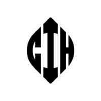 création de logo de lettre cih cercle avec forme de cercle et d'ellipse. lettres cih ellipse avec style typographique. les trois initiales forment un logo circulaire. cih cercle emblème abstrait monogramme lettre marque vecteur. vecteur