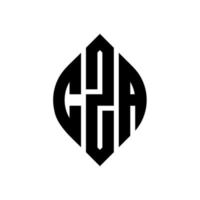 création de logo de lettre de cercle cza avec forme de cercle et d'ellipse. lettres d'ellipse cza avec style typographique. les trois initiales forment un logo circulaire. cza cercle emblème abstrait monogramme lettre marque vecteur. vecteur