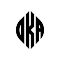 création de logo de lettre de cercle dka avec forme de cercle et d'ellipse. lettres ellipse dka avec style typographique. les trois initiales forment un logo circulaire. dka cercle emblème abstrait monogramme lettre marque vecteur. vecteur