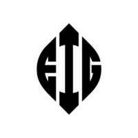 création de logo de lettre de cercle eig avec forme de cercle et d'ellipse. lettres d'ellipse eig avec style typographique. les trois initiales forment un logo circulaire. eig cercle emblème abstrait monogramme lettre marque vecteur. vecteur