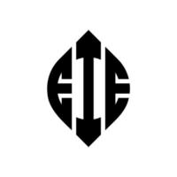création de logo de lettre de cercle eie avec forme de cercle et d'ellipse. c'est-à-dire des lettres d'ellipse avec un style typographique. les trois initiales forment un logo circulaire. eie cercle emblème abstrait monogramme lettre marque vecteur. vecteur