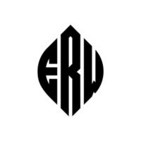 création de logo de lettre de cercle d'erw avec la forme de cercle et d'ellipse. erw ellipse lettres avec style typographique. les trois initiales forment un logo circulaire. erw cercle emblème abstrait monogramme lettre marque vecteur. vecteur