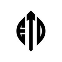 etd création de logo de lettre de cercle avec forme de cercle et d'ellipse. etd lettres ellipse avec style typographique. les trois initiales forment un logo circulaire. etd cercle emblème abstrait monogramme lettre marque vecteur. vecteur