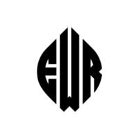 création de logo de lettre de cercle d'ewr avec la forme de cercle et d'ellipse. lettres ewr ellipse avec style typographique. les trois initiales forment un logo circulaire. ewr cercle emblème abstrait monogramme lettre marque vecteur. vecteur