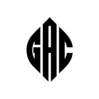 création de logo de lettre de cercle gac avec forme de cercle et d'ellipse. lettres ellipse gac avec style typographique. les trois initiales forment un logo circulaire. gac cercle emblème abstrait monogramme lettre marque vecteur. vecteur