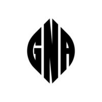 création de logo de lettre de cercle gna avec forme de cercle et d'ellipse. lettres gna ellipse avec style typographique. les trois initiales forment un logo circulaire. gna cercle emblème abstrait monogramme lettre marque vecteur. vecteur