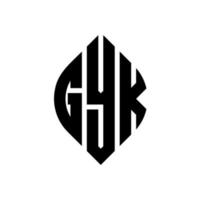 création de logo de lettre de cercle gyk avec forme de cercle et d'ellipse. lettres d'ellipse gyk avec style typographique. les trois initiales forment un logo circulaire. gyk cercle emblème abstrait monogramme lettre marque vecteur. vecteur