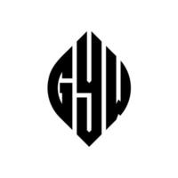 création de logo de lettre de cercle gyw avec forme de cercle et d'ellipse. lettres gyw ellipse avec style typographique. les trois initiales forment un logo circulaire. gyw cercle emblème abstrait monogramme lettre marque vecteur. vecteur